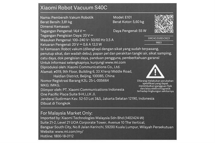 Robot hút bụi lau nhà Xiaomi S40C EU BHR9664EU